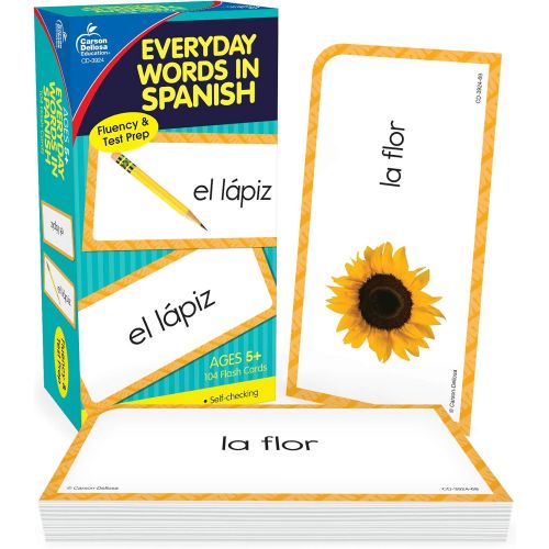  Carson Dellosa Education Carson Dellosa | Everyday Words in Spanish Flash Cards | All Ages, 104ct