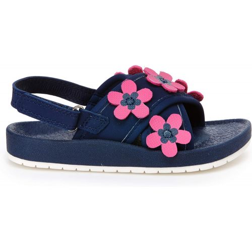  Carter%27s carters Girls Felicia Flower Embellished Sandal with Adjustable Strap, Navy, 4 M US Toddler