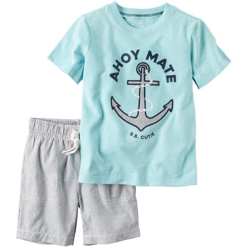  Carter%27s Carters Baby Boys 2-Piece Anchor Tee And Striped Shorts Set