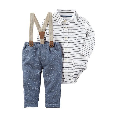  Carter%27s Carters Baby Boys Striped Bodysuit and Suspender Pants Set