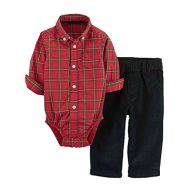 Carter%27s Carters Infant Boys 2 Piece Outfit Red Plaid Bodysuit T-Shirt Corduroy Pants