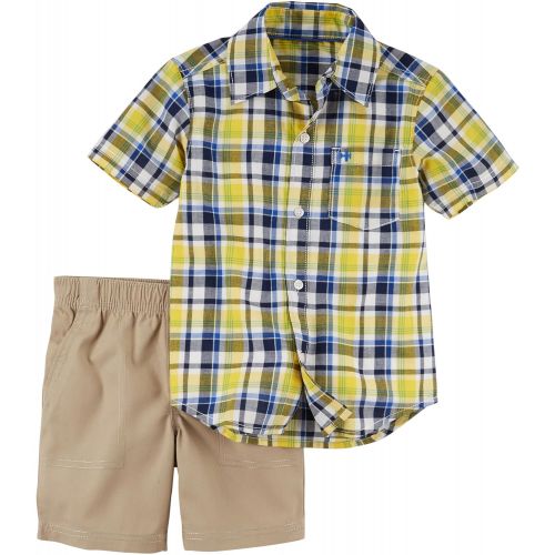  Carter%27s Carters Baby Boys Short Sleeve Button Front Top and Khaki Shorts Set