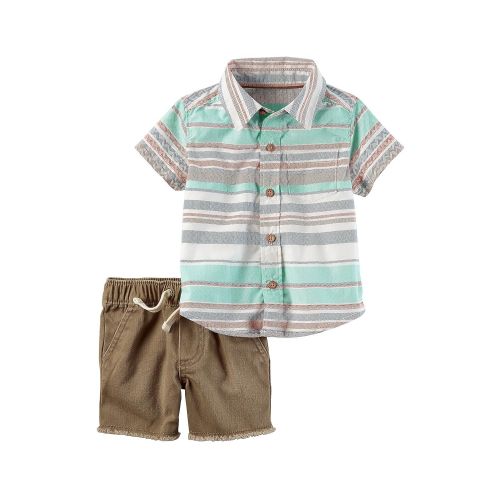  Carter%27s Carters Baby Boys 2 Piece Poplin Button Down and Twill Shorts Set