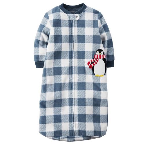  Carter%27s Carters Baby Boys 0-9 Months Checkered Penguin Fleece Sleep Bag, Sleeper