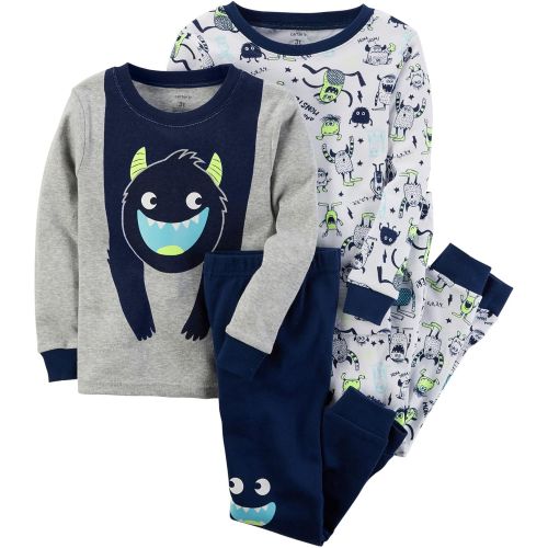  Carter%27s Carters Baby Boys 12M-24M 4 Piece Glow-in-The-Dark Snug Fit Cotton PJs