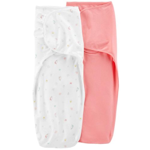  Carters Baby Girls 2-Pack Cotton Swaddling Blankets, Wraps Medium (6-9 m, 17-21 lbs)