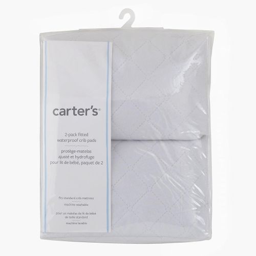  Carters Waterproof Fitted Quilted Crib and Toddler Protective Mattress Pad Cover, White