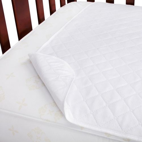  Carters Waterproof Fitted Quilted Crib and Toddler Protective Mattress Pad Cover, White