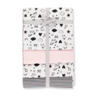 Carters 4-Pack Receiving Blanket Pink and Black Modern Designs