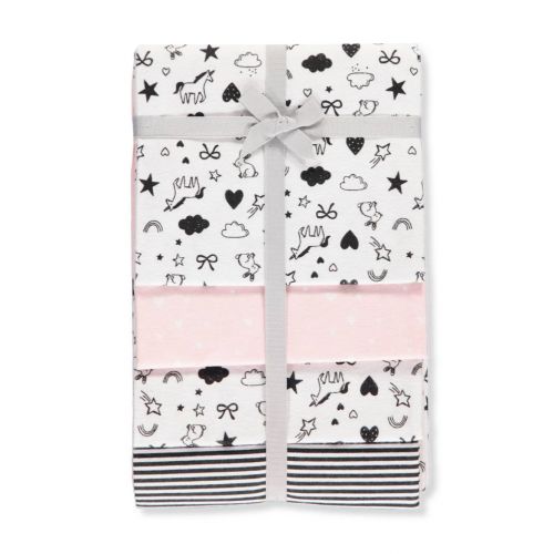  Carters 4-Pack Receiving Blanket Pink and Black Modern Designs