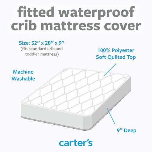  [아마존베스트]Carters Waterproof Fitted Quilted Crib and Toddler Protective Mattress Pad Cover, White