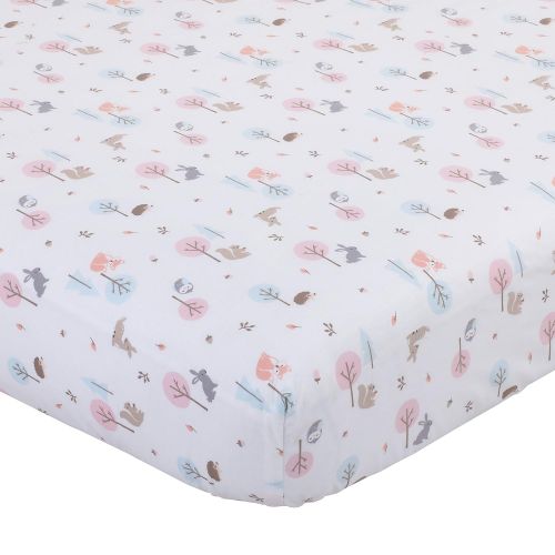  Carters Woodland Meadow ForestDeerOwl 3 Piece Nursery Crib Bedding Set, PeachAquaWhite