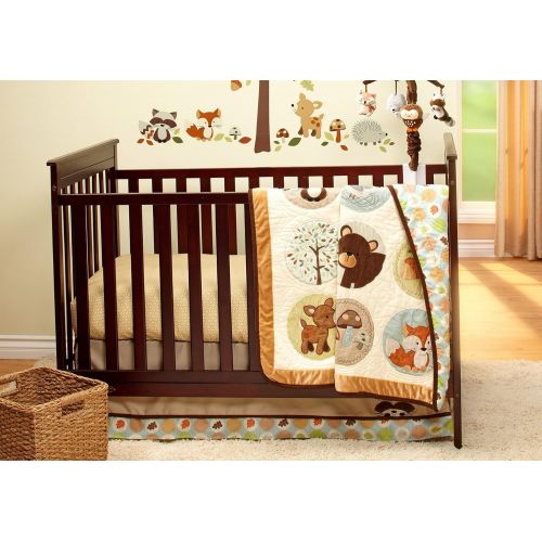  Carters Woodland Meadow ForestDeerOwl 3 Piece Nursery Crib Bedding Set, PeachAquaWhite