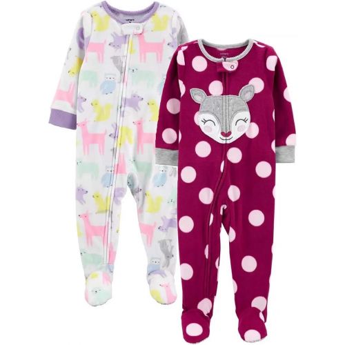  Carter%27s Carters Baby and Toddler Girls 2-Pack Fleece Footed Pajamas