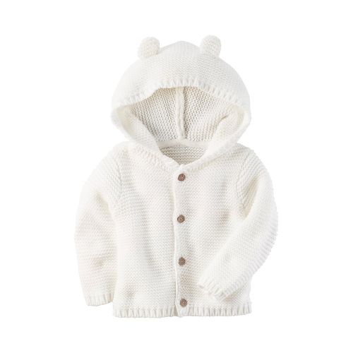  Carters Baby Textured Bear Hoodie Ivory New Born