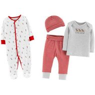 Carters Two Certified Organic Cotton Christmas Outfits - 3-Piece Coordinated Outfit and 1 Sleep and Play Outfit (Unisex)
