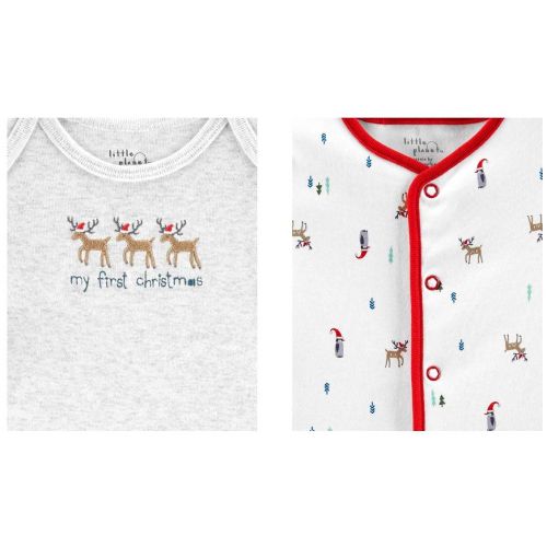  Carters Two Certified Organic Cotton Christmas Outfits - 3-Piece Coordinated Outfit and 1 Sleep and Play Outfit (Unisex)