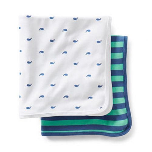  Carters Baby Swaddle Blanket Set 2 Blankets Stripe Whale