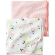 Carters Baby Girls 2-Pack Floral And Geo Swaddle Blankets