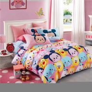 Casa 100% Cotton Kids Bedding Set Girls Tsum Tsum Duvet Cover and Pillow case and Fitted Sheet,Girls,3 Pieces,Twin