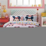 Casa 100% Cotton Kids Bedding Set Girls Tsum Tsum Minnie Duvet Cover and Pillow Cases and Fitted Sheet,Girls,4 Pieces,Full