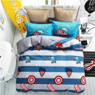 Casa 100% Cotton Kids Bedding Set Boys Captain America Duvet Cover and Pillow Cases and Fitted Sheet,Boys,4 Pieces,Queen