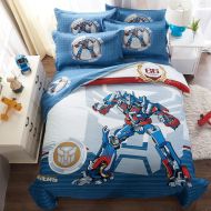 Casa 100% Cotton Kids Bedding Set Boys Optimus Prime Duvet Cover and Pillow Cases and Fitted Sheet,4 Pieces,Full
