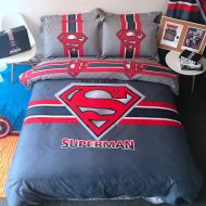 Casa 100% Cotton Kids Bedding Set Boys Superman Duvet Cover and Pillow Cases and Fitted Sheet,Boys,4 Pieces,Queen