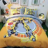 Casa 100% Cotton Kids Bedding Set Boys Transformers Bumblebee Duvet Cover and Pillow case and Fitted Sheet,3 Pieces,Twin