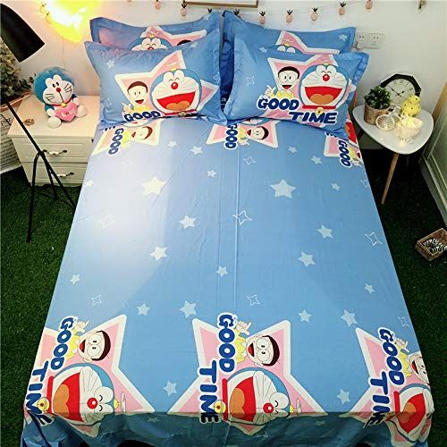  Casa 100% Cotton Kids Bedding Set Boys Doraemon Duvet Cover and Pillow case and Flat Sheet,3 Pieces,Twin