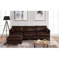 Casa Andrea Modern Leather Sectional Sofa, L Shape Couch, 93.7 W (Dark Brown)
