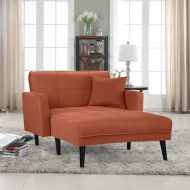 Casa Andrea Upholstered Linen Fabric Recliner Futon Sectional Sofa, 60 W inches (Rust)