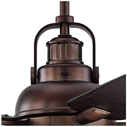  Casa Vieja 60 Wind and Sea Industrial Indoor Outdoor Ceiling Fan with Light LED Remote Control Dimmable Oil Brushed Bronze Brown Wet Rated for Patio Exterior House Porch Gazebo Garage Barn -