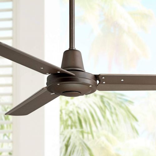  Casa Vieja 44 Plaza DC Modern 3 Blade Indoor Outdoor Ceiling Fan with Remote Control Oil Rubbed Bronze Brown Damp Rated for Patio Exterior House Porch Living Room Gazebo Garage Barn - Casa Vi