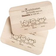 [아마존베스트]Casa Vivente Breakfast Board with Engraving - Set of 2 - Good Reasons Grandma and Grandpa - Personalised with Name - Bread Boards Made of Light Wood - Gift Idea for Grandparents -