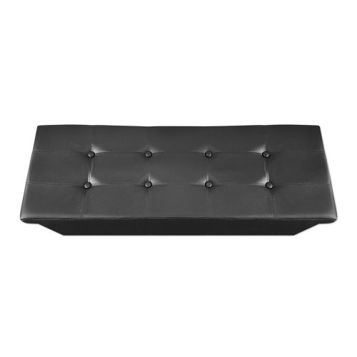  Casa pura casa pura Ottoman Storage Bench | Classic-Design Upholstered Ottoman Coffee Table Foot Rest | Faux Leather - Black | Multiple Sizes and Colors - 30 x 15 x 15