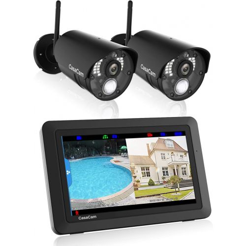  [아마존베스트]CasaCam VS802 Wireless Security Camera System with 7 Touchscreen and HD Nightvision Cameras, AC Powered (2-cam kit)