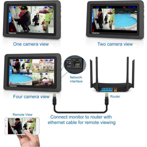  [아마존베스트]CasaCam VS802 Wireless Security Camera System with 7 Touchscreen and HD Nightvision Cameras, AC Powered (2-cam kit)