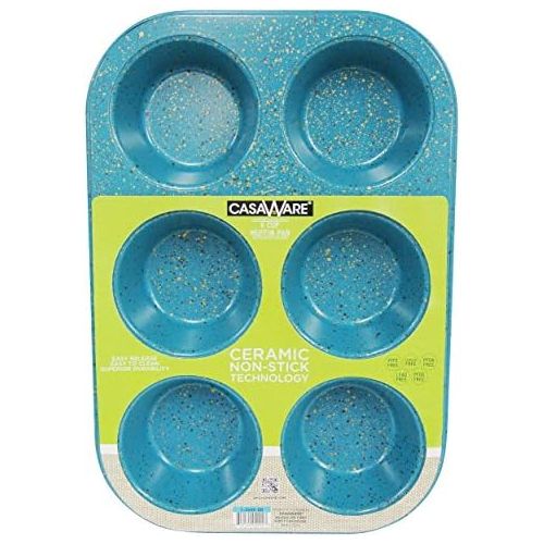  [아마존베스트]casaWare Toaster Oven 6 Cup Muffin Pan NonStick Ceramic Coated (Blue Granite)
