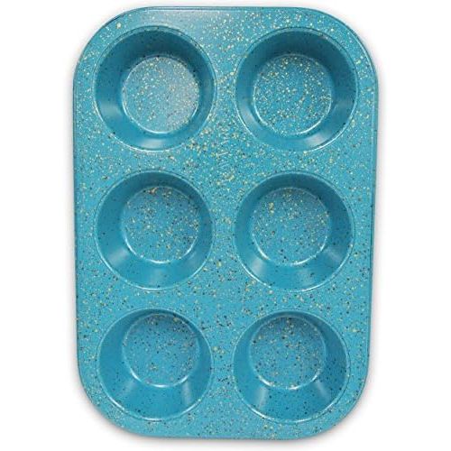  [아마존베스트]casaWare Toaster Oven 6 Cup Muffin Pan NonStick Ceramic Coated (Blue Granite)