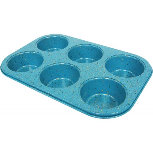  [아마존베스트]casaWare Toaster Oven 6 Cup Muffin Pan NonStick Ceramic Coated (Blue Granite)