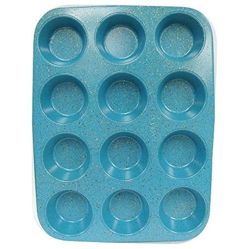  [아마존베스트]casaWare Ceramic Coated NonStick 12 Cup Muffin Pan (Blue Granite)