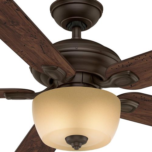  Casablanca 54039 Utopian Gallery 52-Inch 5-Blade Single Light ETL Rated Ceiling Fan, Brushed Cocoa with Antique Halifax Blades and Tea Stain Glass Bowl Light