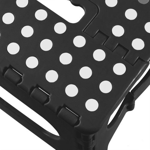  [아마존베스트]Casafield 9 Folding Step Stool with Handle, Black - Portable Collapsible Small Plastic Foot Stool for Kids and Adults - Use in The Kitchen, Bathroom and Bedroom