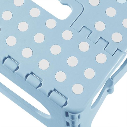  [아마존베스트]Casafield 9 Folding Step Stool with Handle, Blue - Portable Collapsible Small Plastic Foot Stool for Kids and Adults - Use in The Kitchen, Bathroom and Bedroom