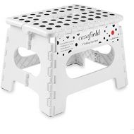 [아마존베스트]Casafield 9 Folding Step Stool with Handle, White - Portable Collapsible Small Plastic Foot Stool for Kids and Adults - Use in The Kitchen, Bathroom and Bedroom