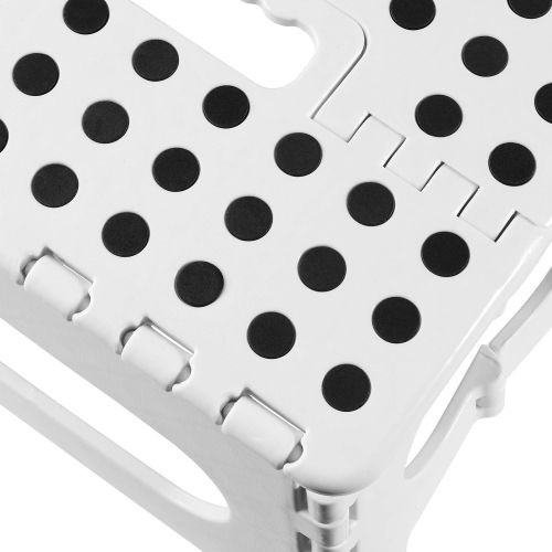  [아마존베스트]Casafield 9 Folding Step Stool with Handle, White - Portable Collapsible Small Plastic Foot Stool for Kids and Adults - Use in The Kitchen, Bathroom and Bedroom