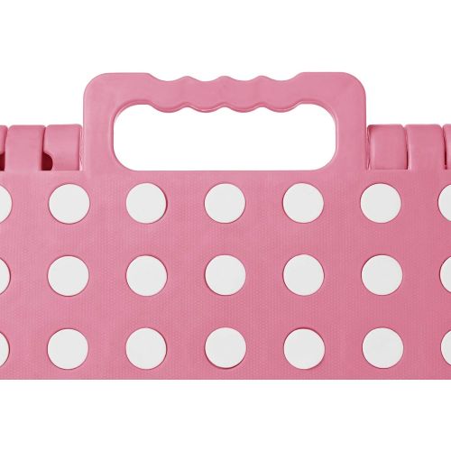  [아마존베스트]Casafield 9 Folding Step Stool with Handle, Pink - Portable Collapsible Small Plastic Foot Stool for Kids and Adults - Use in The Kitchen, Bathroom and Bedroom