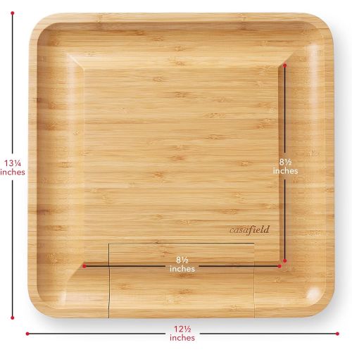  [아마존베스트]Casafield Organic Bamboo Cheese Cutting Board & Knife Gift Set - Wooden Serving Tray for Charcuterie Meat Platter, Fruit & Crackers - Slide Out Drawer with 4 Stainless Steel Knives