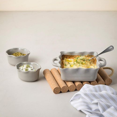  Casafina Stoneware Ceramic Dish Cook & Host Collection Square Baker Casserole, (Grey) L7xW6.5: Kitchen & Dining